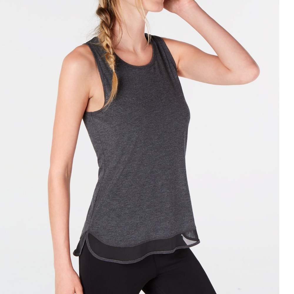 Ideology Mesh-Hem Tank Top Grey Size XS